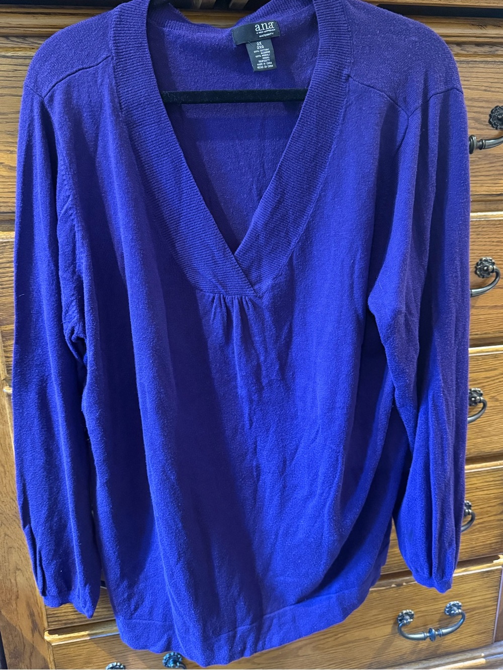 a.n.a Deep Purple V-Neck Long Sleeve Women's Top size XXL